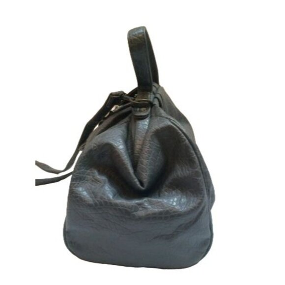 Rivage Vintage Handbag Gray Faux Leather Satchel Bag Shoulder Strap Crossbody - Picture 8 of 11